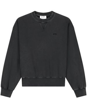 OLAF HUSSEIN Hoodies & Sweatvesten ,Grijs ,Katoen Washed Signature Boxy Crewneck - Zwart
