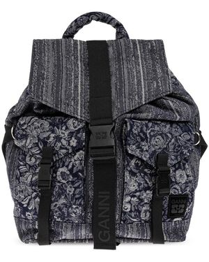 Ganni Floral Motif Rugzak - Zwart
