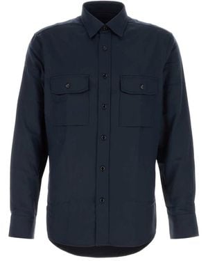 Brioni Overhemden ,Blauw ,Leer Military Shirt