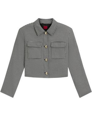 HUGO Mini-Karo Cropped Jacke - Grau