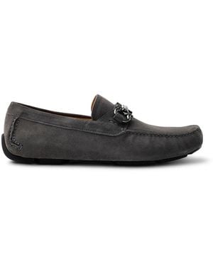 Ferragamo Gancini-Detail Wildleder Loafer - Schwarz