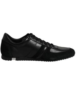 Dolce & Gabbana Schwarze Wildleder Low Top Sneakers Mit Gummisohle