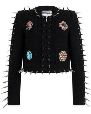 Moschino Kurze Jacke Mit Nieten Und Zierperlen - Schwarz