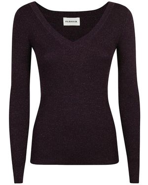 P.A.R.O.S.H. Maglione in lana con glitter e scollo a v - Blu
