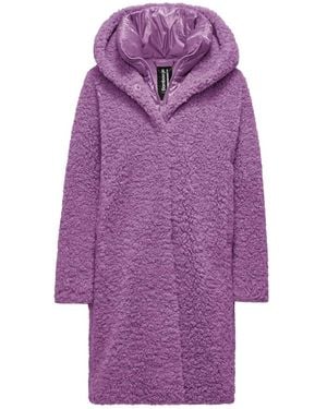Bomboogie Cappotto lungo in sherpa fleece - Viola