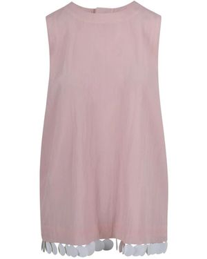 Plan C Tops ,Roze ,Pailletten Top Met Paillettenzoom - Paars