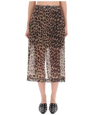 Baum und Pferdgarten Geplooide Midi-Rok Met Luipaardprint - Bruin