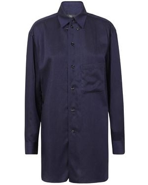Yohji Yamamoto Twill Hemd Mit Knopfverschluss - Blau