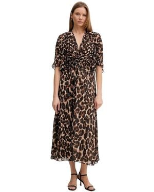 Joseph Ribkoff Chiffon-Kleid Mit Tiermotiv Und Ausgestelltem Schnitt - Braun