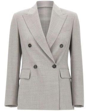 Eleventy Dubbelrijige Wollen Blazer - Grijs