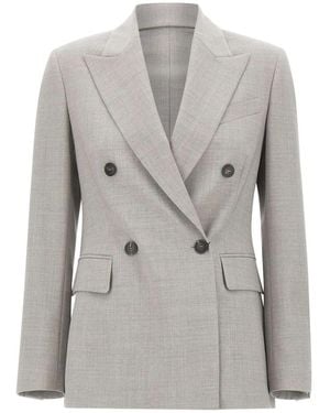 Eleventy Dubbelrijige Wollen Blazer - Grijs