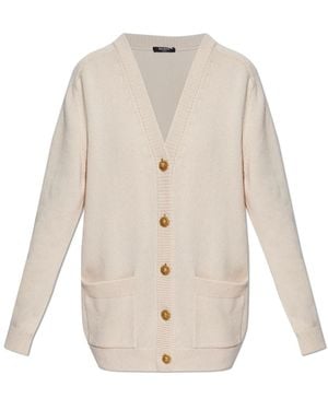 Balmain Truien & Vesten ,Katoen V-Hals Cardigan - Wit