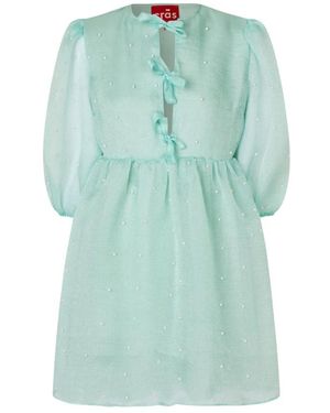 Crās Feminines Kleid Mit Puffärmeln Und Schleifen - Grün