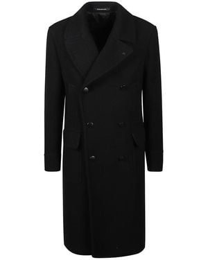 Tagliatore Classic Wool Double-Breasted Coat - Black