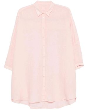 120% Lino Overhemden ,Roze ,Linnen Linnen Blouse Met Korte Mouwen En Regular Fit
