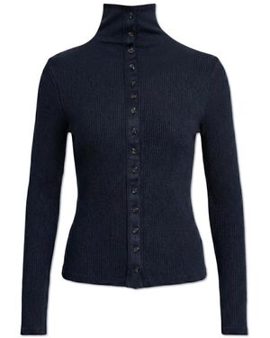 Rag & Bone Truien & Vesten ,Blauw ,Leer Geribbelde Coltrui