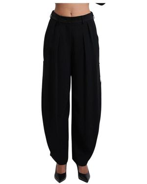 ARMANI EXCHANGE Broeken ,Zwart ,Polyester Broek Met Wijde Pijpen En Plooien
