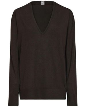 TOTEME V-Neck Knitwear - Negro