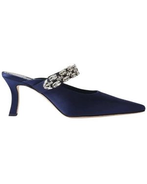 Manolo Blahnik Schoenen ,Blauw ,Satijn Tamolmu Mules 70