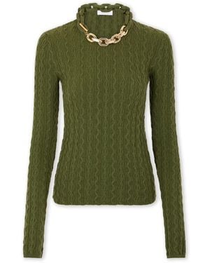 Rabanne Khaki Wollen Trui Met Kettingdetail - Groen