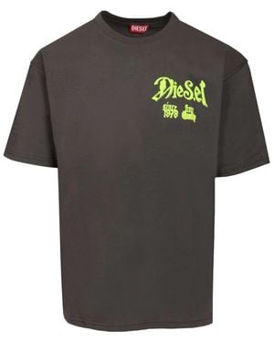 DIESEL Tops ,Zwart ,Katoen Katoenen T-Shirt Met 1979 Print - Grijs