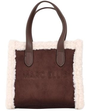 Marc Ellis Braune Wildlederhandtasche Mit Shearling-Besatz