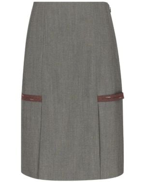 Fendi Rokken ,Grijs ,Wol Rechte Midirok