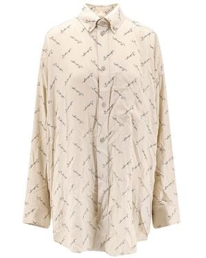 Balenciaga Overhemden ,Printed Shirt - Naturel