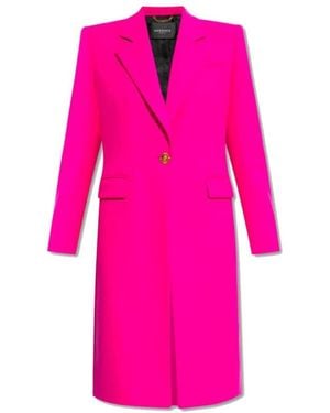 Versace Fuchsia Wollmantel Mit Logo-Knöpfen - Pink