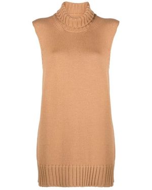 Jil Sander Elegante wollstrickweste - Braun
