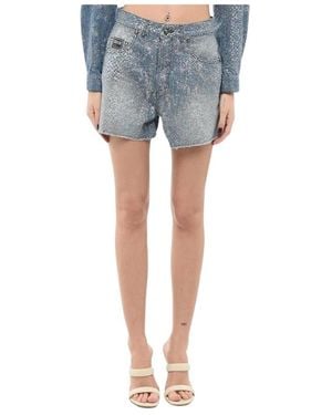 Versace Glitzernde Denim Shorts - Blau