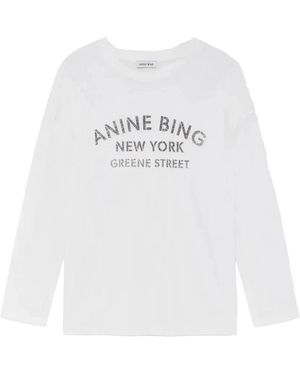 Anine Bing Tops ,Katoen Ivan Long Sleeve Top - Wit