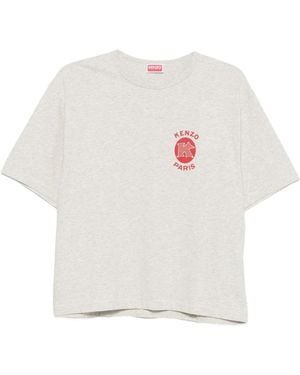 KENZO Tops ,Wit ,Katoen Paris Emblem Logo-Print T-Shirt