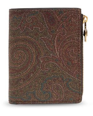 Etro Accessoires ,Veelkleurig ,Katoen Paisley Portemonnee - Bruin