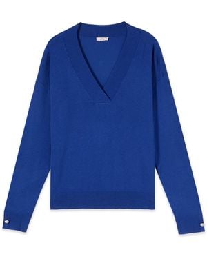 Oltre V-Neck Knitwear - Bleu
