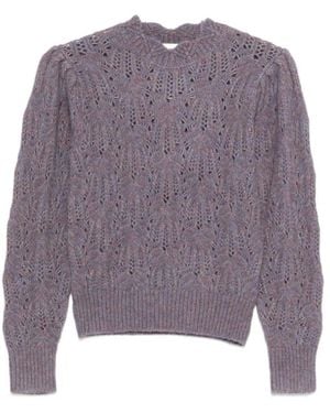 Isabel Marant Paarse Trui Met Open Gebreide Pofmouwen