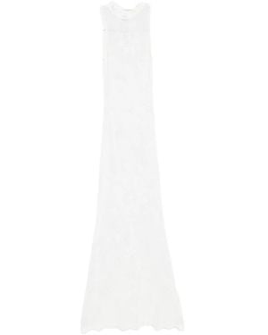 Twinset Kleedjes ,Wit ,Lange Jersey Maxjurk Met Bloemendessin