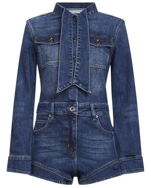 Self-Portrait Pocket Denim Playsuit - Blauw