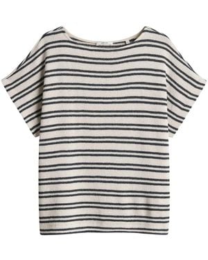 Opus Gestreept Shirt Met Ronde Hals - Blauw