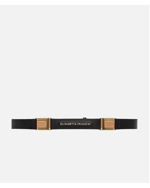 Elisabetta Franchi Accessoires ,Zwart ,Leer Logo Riem