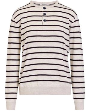 Giuliva Heritage Dünner, Langärmliger, Kragenloser Pullover - Weiß