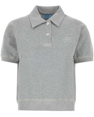 Prada Tops ,Grijs ,Katoen Cotton Crew-Neck Sweatshirt