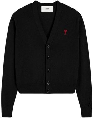 Ami Paris Ami De Coeur V-Ausschnitt Cardigan - Schwarz
