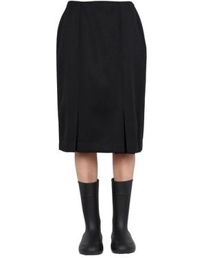 Raf Simons Midi Rock Mit Doppelten Falten - Schwarz