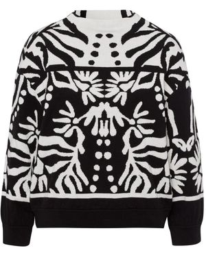 Tuzzi Kontrast Jacquard Pullover Moderner Look - Schwarz