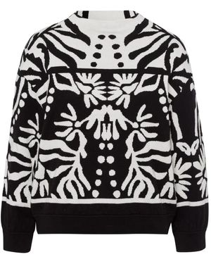 Tuzzi Kontrast Jacquard Pullover Moderner Look - Schwarz