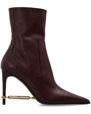 DSquared² Schoenen ,Rood ,Leer Lederen Enkellaarzen Met Applicatie - Bruin