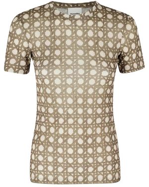 Nanushka Tops ,Veelkleurig ,Leer Darcy T-Shirt - Bruin