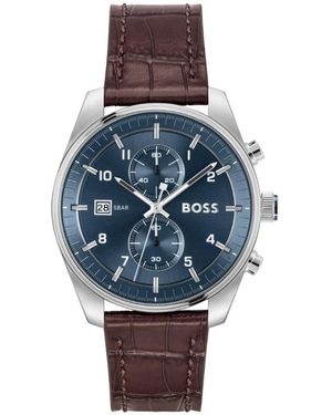 HUGO Accessoires ,Veelkleurig ,Leer Skytraveller - Blauw
