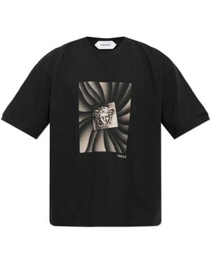 Versace Bedruikt Katoen-Jersey T-Shirt Regular Fit - Zwart